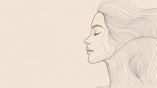 飘逸长发女性的唯美侧影