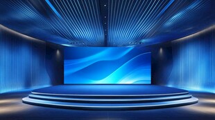 蓝色科技风舞台展示空间