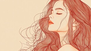 飘逸长发的闭眼优雅女子