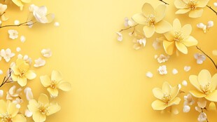 黄色繁花背景 清新唯美