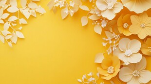 黄色背景纸艺花卉装饰图