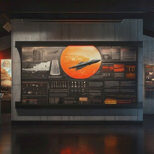 科幻飞船展示墙 未来感十足