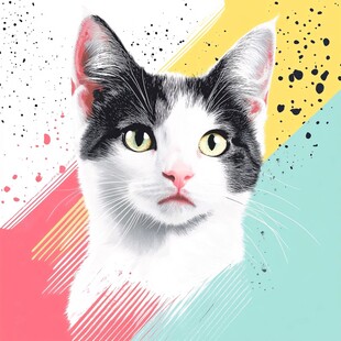 彩色背景下的可爱猫咪
