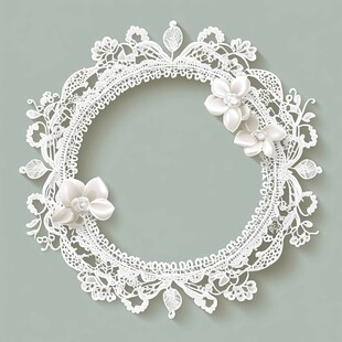 白色蕾丝花朵环形装饰