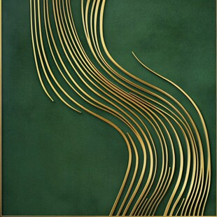 绿底金色曲线抽象图案