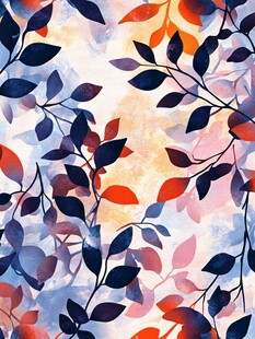 水彩风枝叶花卉图案背景