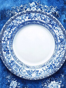 蓝白瓷盘尽显典雅风情