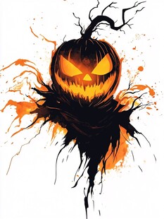 恐怖南瓜万圣节创意插画
