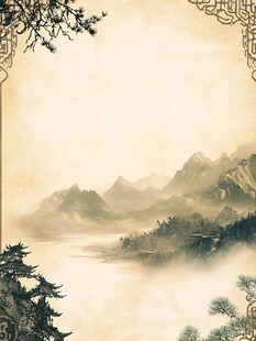 中式山水意境古风背景图