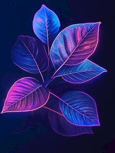 梦幻炫彩发光植物叶片