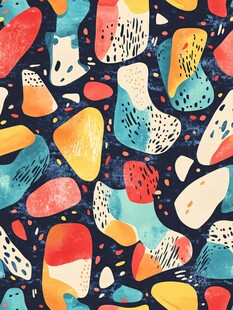 多彩几何抽象无缝图案