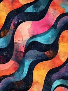 彩色波浪抽象艺术图案