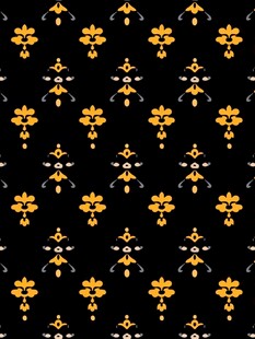 黑色底黄色花卉图案纹理