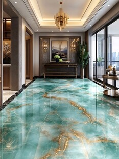 奢华客厅的宝石蓝大理石地面