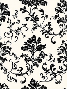 黑白复古花卉图案壁纸