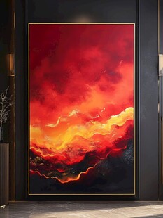 红色抽象云海艺术装饰画