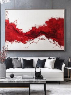 红色抽象艺术客厅装饰画
