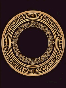 中式金色圆形古典花纹图案