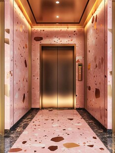 粉色水磨石风电梯轿厢空间