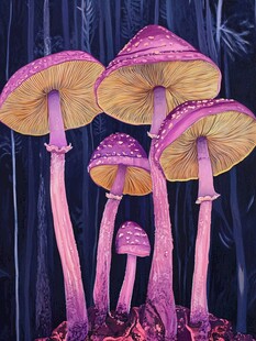 梦幻紫色森林蘑菇群像