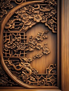 中式木雕花纹精致木饰