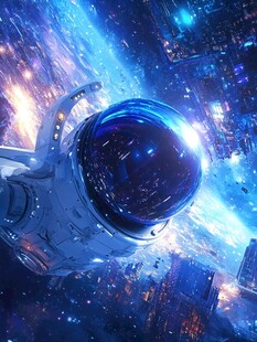 遨游宇宙的宇航员奇幻景象