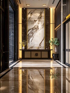 奢华大理石装饰的酒店大堂