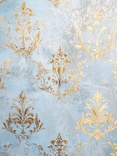 淡蓝底金色花纹精美壁纸