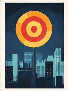 城市上空的巨型多彩棒棒糖