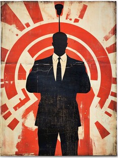 无头西装人抽象艺术插画