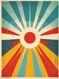 复古放射状多彩太阳图案