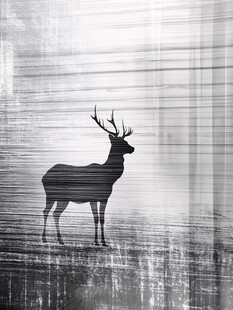 黑白鹿影 简约艺术背景图