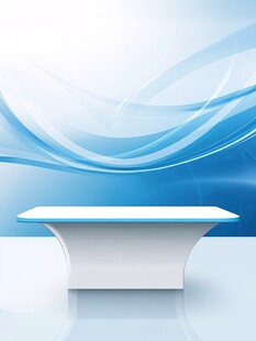简约蓝色背景下的白色桌台