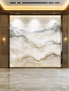 中式山水大理石背景墙