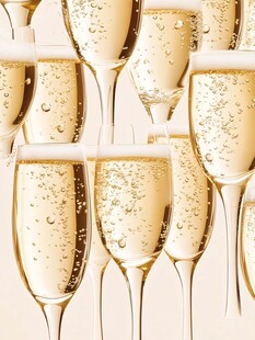 香槟酒杯中的气泡盛宴