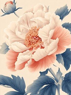 盛开的唯美国风牡丹花