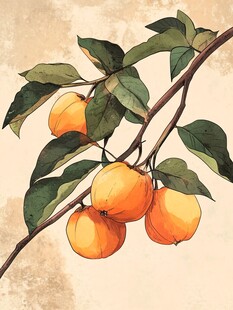 枝头硕果 饱满黄橙与绿叶