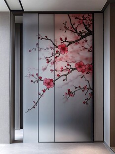 中式玄关处的红梅装饰画