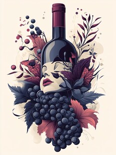 葡萄酒主题梦幻插画艺术