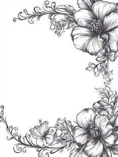花卉装饰边框手绘插画