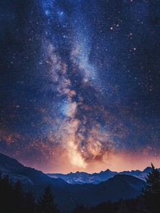 璀璨星河下的壮丽山峦