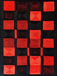 红黑几何图案抽象艺术地毯