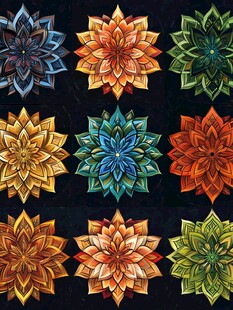 多彩曼陀罗花纹图案集合