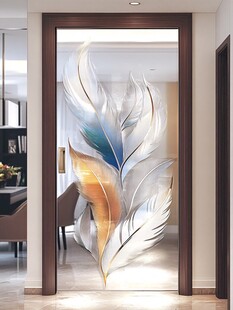 羽毛艺术玻璃隔断装饰