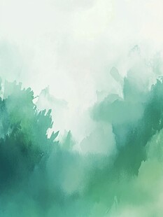 梦幻绿调水彩森林背景图