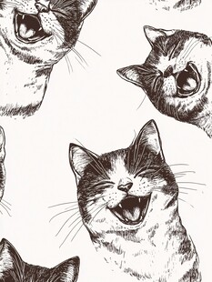 猫咪开怀大笑图案设计