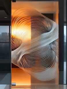 艺术玻璃上的动感线条图案