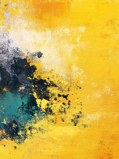 黄色抽象艺术泼墨画作