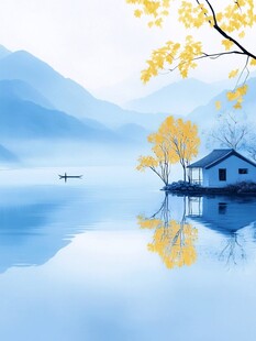 湖畔秋景 静谧小屋