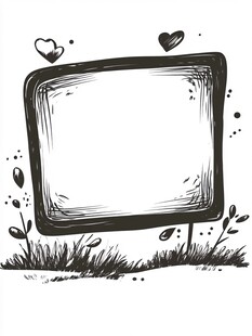 手绘空白告示牌插画